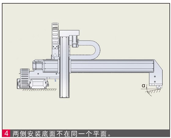 組合機(jī)械手臂兩邊安裝高度不平。